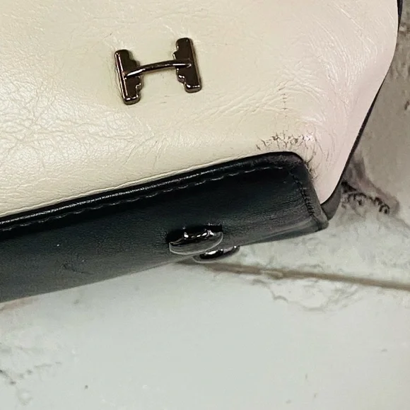 - Halston Heritage Black /gray White Satchel Handbag - Picture 4 of 10